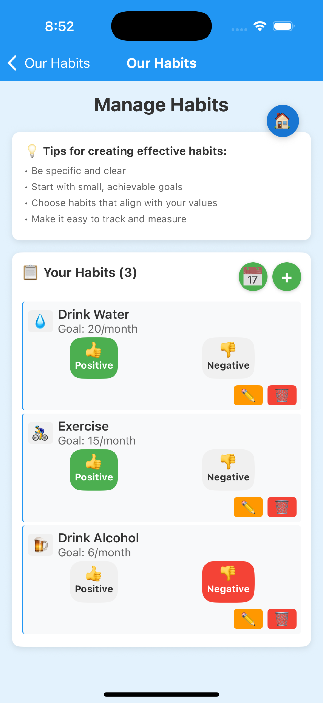 Manage Habits